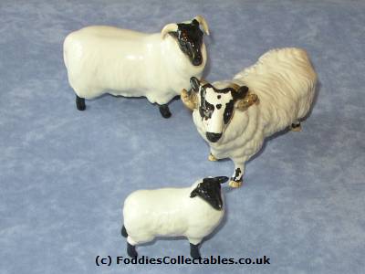 Beswick ram, sheep and lamb figurines