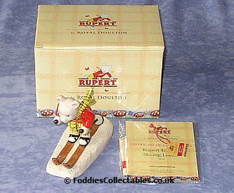Royal Doulton Rupert Takes A Skiing Lesson quality figurine